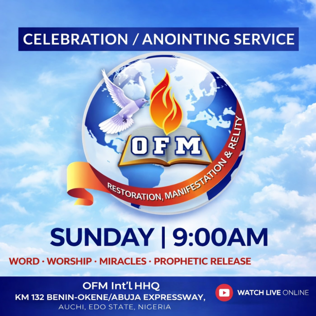 Sunday – Celebration / Anointing Service-